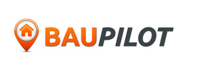 Logo Baupilot - orange und graue Schrift auf weiem Untergrund