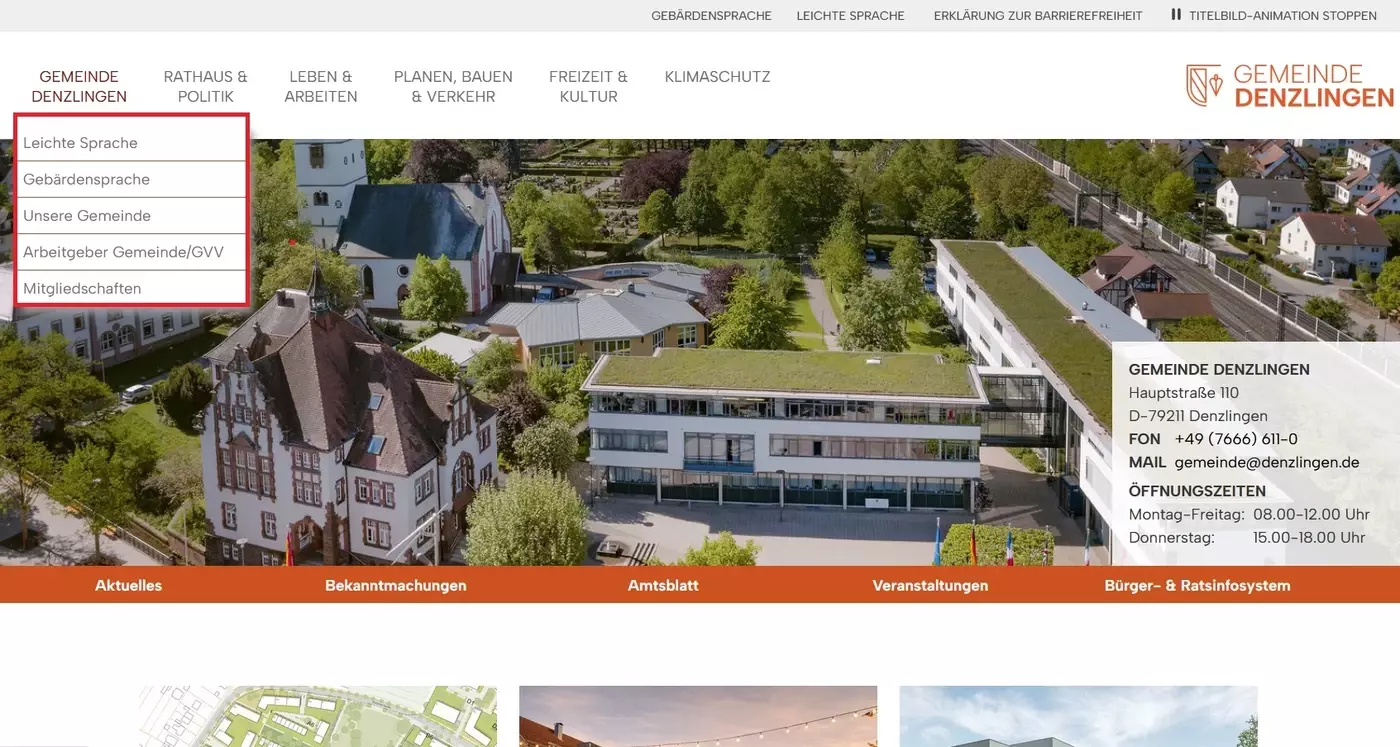 Menü Gemeinde Denzlingen Menü Gemeinde Denzlingen