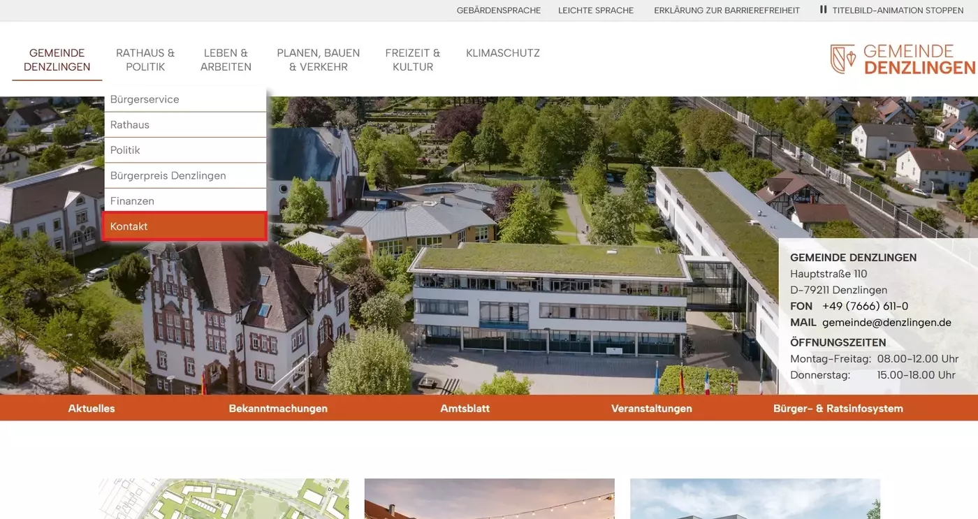 Kontakt zur Gemeinde Denzlingen Kontakt zur Gemeinde Denzlingen
