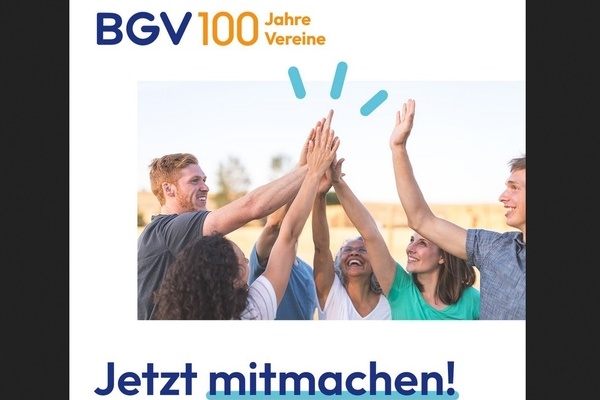 BGV 100 Jahre Vereine Jetzt mitmachen - Sechs frhliche Menschen, die sich feierlich abklatschen