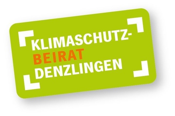 Logo Klimaschutz in wei-oranger Schrift auf grnem Hintergrund