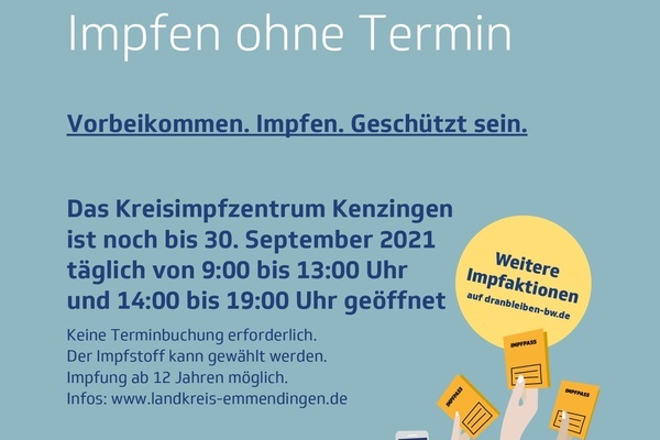 Kreisimpfzentrum noch bis 30. September 2021 geöffnet Kreisimpfzentrum noch bis 30. September 2021 geöffnet