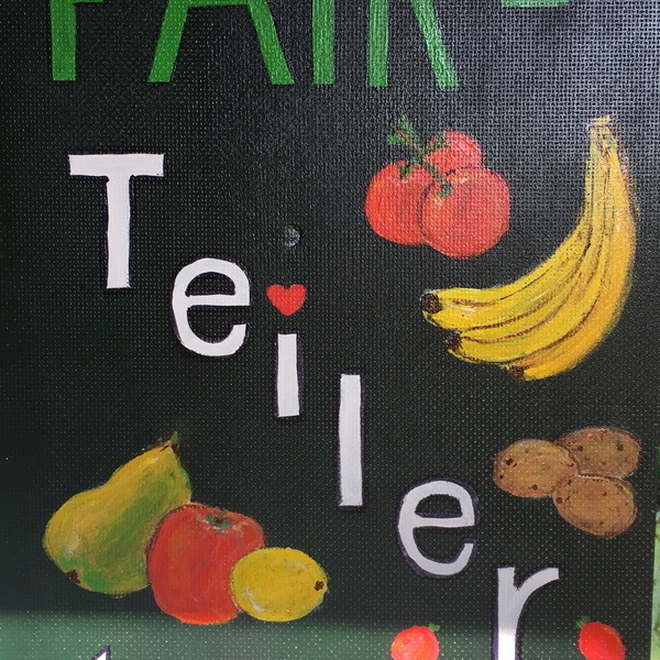 Hinweisschild zum Standort des Fair-Teilers mit Obst und Gemse