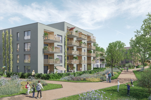 Visualisierung eines Geb�udes im Denlzinger Quartier K�ppelematten