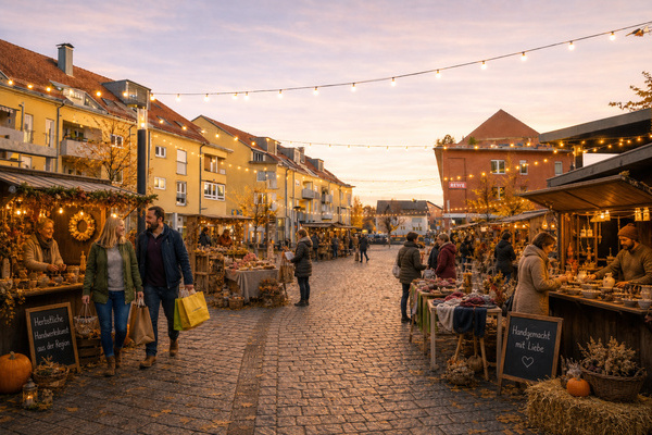 Ortsmitte mit Marktst�nden und BesucherInnen